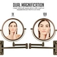 thumbnail image 4 of Ovente 7" Wall Mount Makeup Mirror, 1X & 10X Magnifier, Adjustable Spinning Double Sided Round Reflection, Extend, Retractable & Folding Arm, Bathroom & Vanity Décor, Antique Bronze MNLFW70ABZ1X10X, 4 of 10