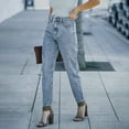 thumbnail image 6 of Hontri Jeans for Women Trendy , Woman Jeans High Waist Straight Jeans Blue Denim Streetwear Vintage Straight Pants Blue L, 6 of 9