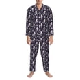 thumbnail image 3 of Fotbe Elegant ice skates snowflakes A Pijama de Hombre con Estampado de Manga Larga, Conjunto de 2 Piezas, Ropa de Dormir Suave y Cómoda con Bolsillos-Medium, 3 of 7