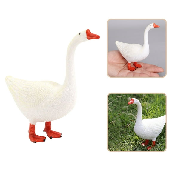 SEWCHICS Small White Goose Figurine Plastic Decoration for Home and Family Photo Shoot Set, 1 Piece, 4 x 1.6 x 4.8 Inches