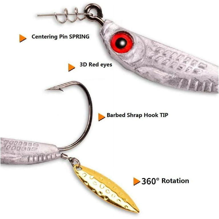 Jig Head Hooks Weighted with Spinner Blades Swimbaits Crank Hooks for Soft Fishing  Lures 