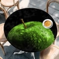 thumbnail image 2 of Light Green Fruit Round Tablecloth, Fitted Table Cover with Elastic for 36"-44" Round Tables, Modern Minimalist Decor Black Background Table Cloth Outdoor Indoor Dinning Party Waterproof Tablecloths, 2 of 7