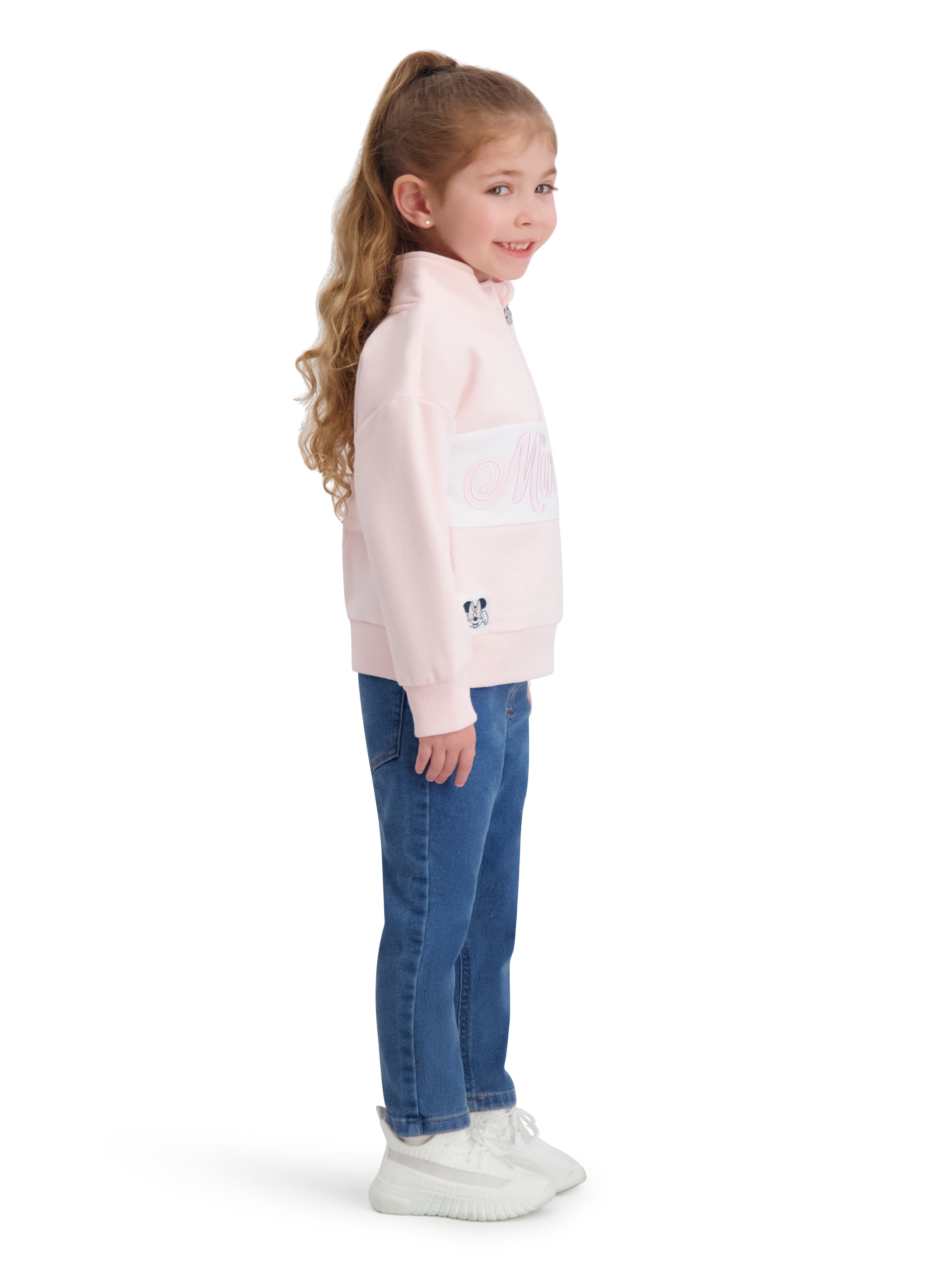 Minnie Mouse Toddler Girls Solid Quarter Zip Top, Sizes 12 Months - 5T
