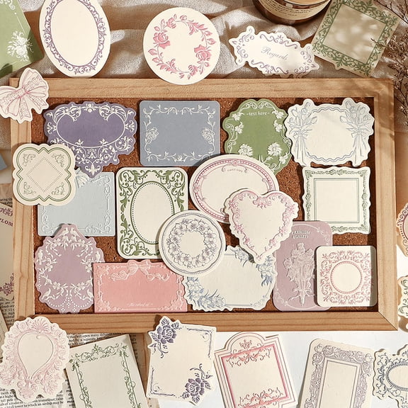 120pcs Embossed Scrapbook Paper & Journaling Supplies, Vintage Textured Scrapbook Label Tags Set for Scrapbooking, Card Making & DIY Crafts