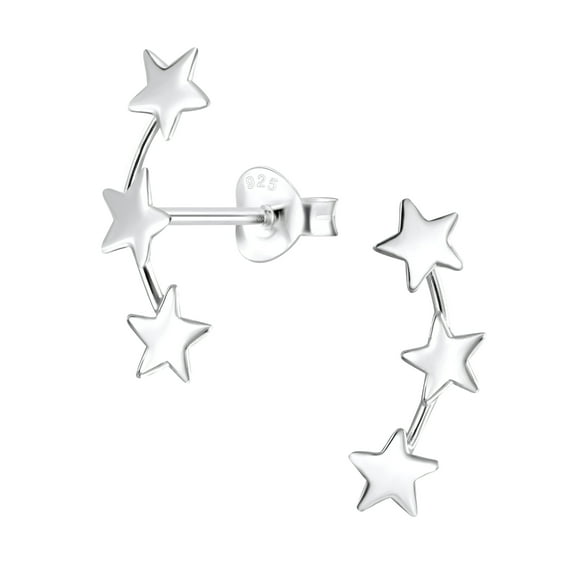 925 Sterling Silver Triple Star Stud Earrings