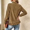 thumbnail image 6 of Cmtiyu Fashion Jackets for Women Long Sleeve Round Neck Button Down Khaki Corduroy Jacket with Ruffled Hem Casual Fall Outerwear Jacket S-3XL, 6 of 6