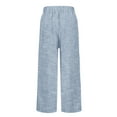 thumbnail image 6 of Simua Women's Linen Pants Striped Split Side Straight Leg Drawstring Elastic Waist Trousers with Pockets, 6 of 6