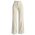 thumbnail image 3 of Ohufall Trendy Womens Pant Solid Color High Waist Wide Leg Pants Button Zipper Pocket Daily Outfits, 3 of 6