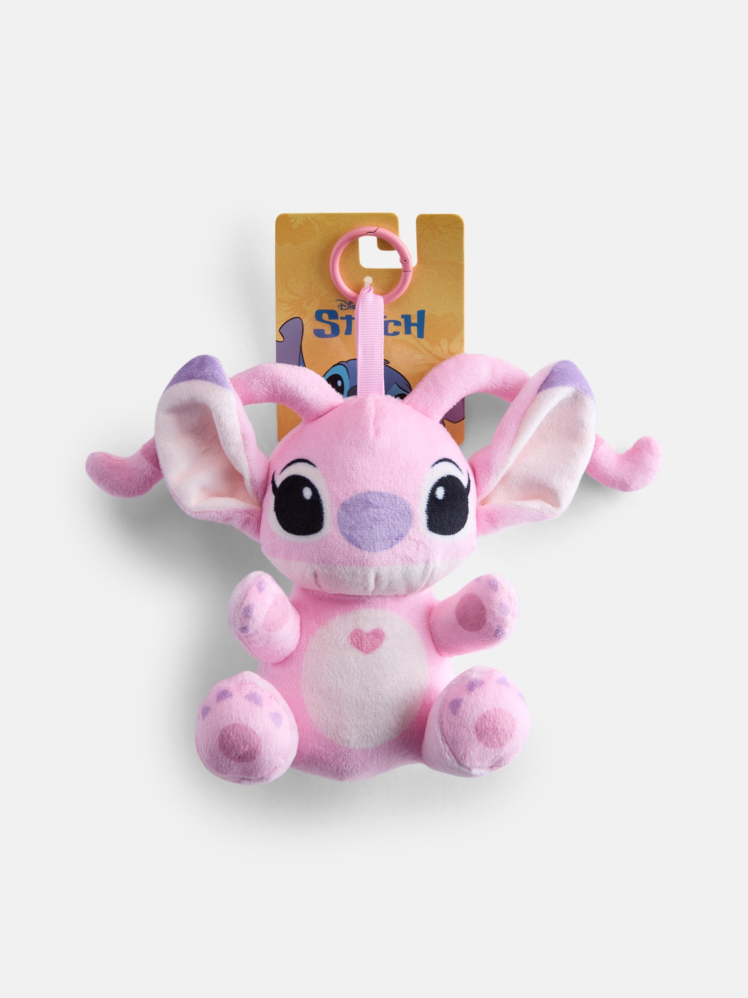 Disney Lilo and Stitch Girls Angel Plush Keychain, Pink