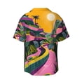 thumbnail image 5 of KLL Retro Futuristic Landscape Print Men's Shirt Short Sleeve Button Down Summer Cuba Beach Shirts- X-Large, 5 of 5