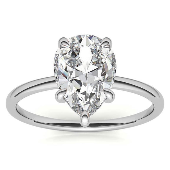 Auory Solitaire Moissanite Ring with Prong setting in White Gold Plated for Women