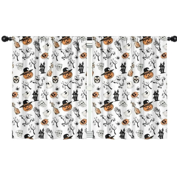 Blackout Kids Curtains,Vintage Halloween Pattern Childrens Insulated Curtains Set Of 2,Bedroom Essentials,Toddler Room Decor 42"x54"