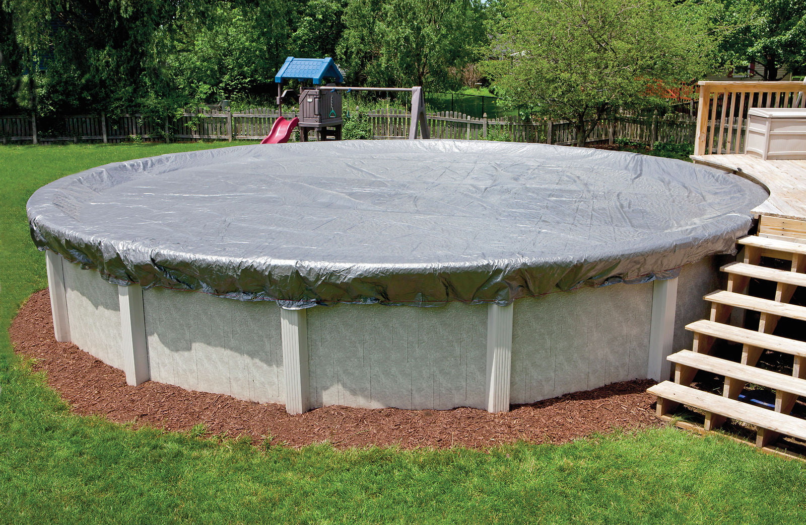 28' Round Above Ground Swimming Pool Winter Cover 20 Year Dove Gray 