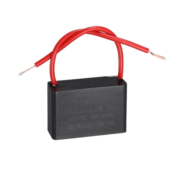 Uxcell CBB61 Ceiling Fan Capacitor, 4.5uF 450V AC 2 Wires Ceiling Fan Capacitor Replacement for Pump Motor Generator Blower, 43x28x31mm