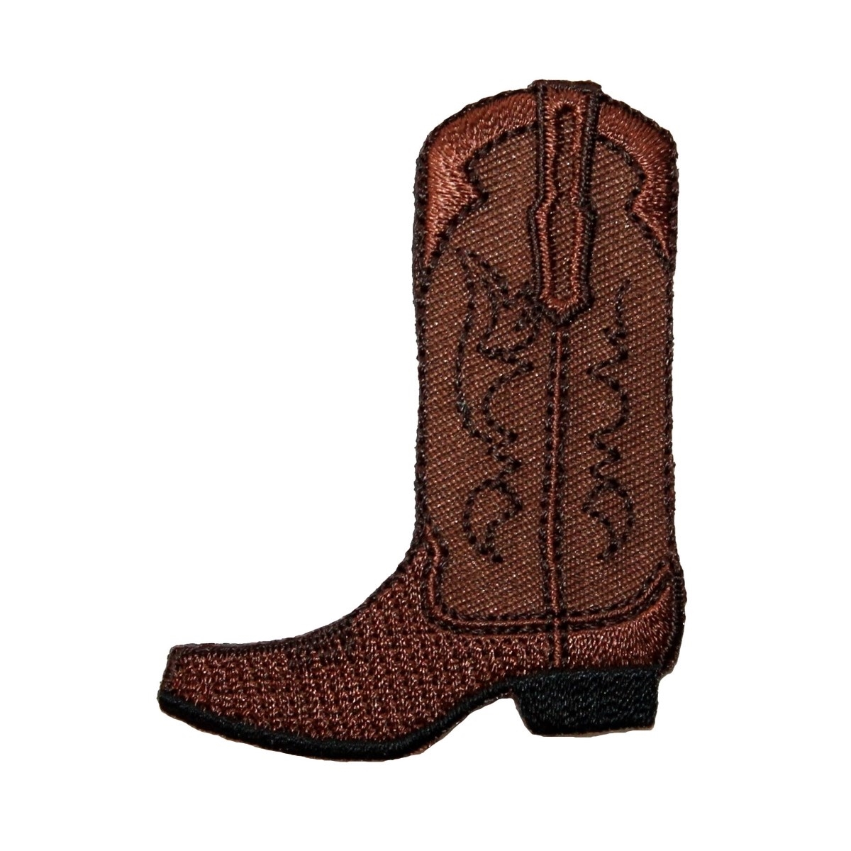 ID 1348 Leather Cowboy Boot Patch Western Work Embroidered Iron On