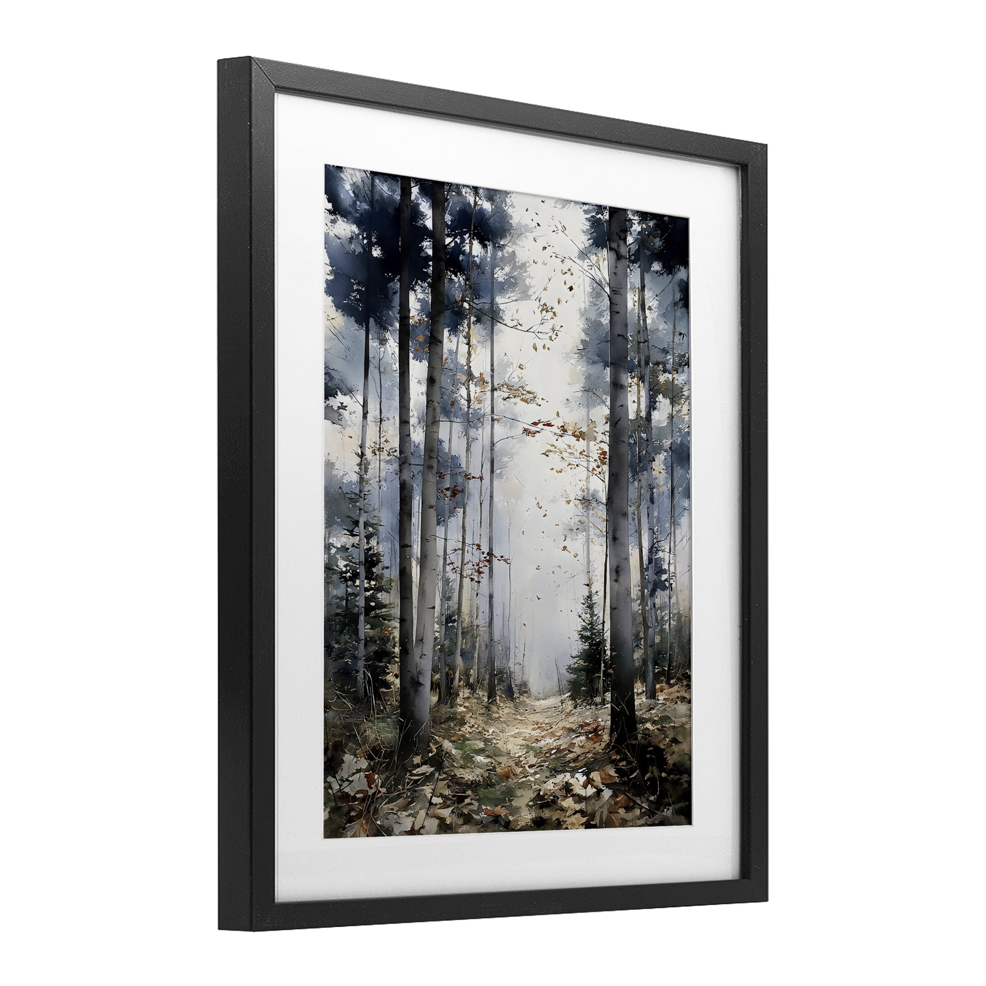 Stupell Industries Cold Woods Birch Forest Black Framed Print Under Glass, design by Franklyn Gregory