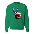 thumbnail image 2 of Wild Bobby, American Flag Peace Sign Hand Pop Culture Unisex Crewneck Graphic Sweatshirt, Kelly, 3XL, 2 of 3