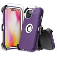 thumbnail image 1 of Xhy iPhone 14 Plus Case with Belt Clip Holster+Screen and Lens Protector Military Grade Heavy Duty Shockproof Armor Detachable for iPhone 14 Plus 6.7 inch 2022 Phone - Purple+White, 1 of 6