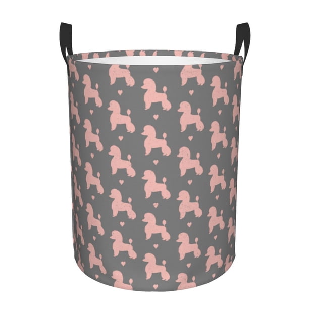 Fotbe Poodle Dog Cesto de Ropa con Asas, Cesto Impermeable de Gran Capacidad, Bolsa de Lavado para Dormitorio, Cesto de Ropa con Ruedas y Asas-Medium