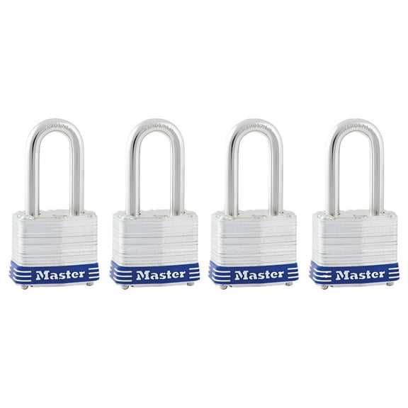 Master Lock 1-9/16" W Steel Pin Tumbler Padlock 4 pk Keyed Alike