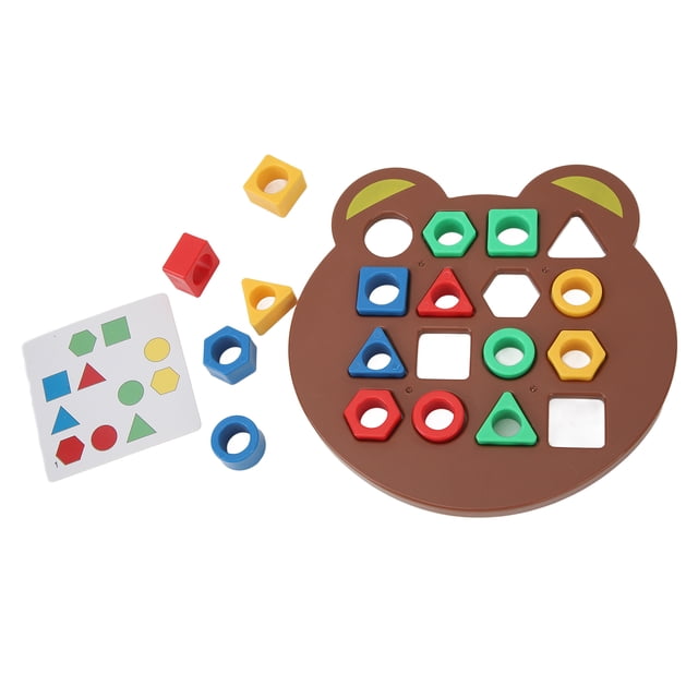 Shape Matching Game, 30 Cards Shape Color Matching Board Games Plastic with Bell for Stimulating Sensory
