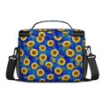 thumbnail image 3 of Sunflower Blue Pattern Insulated Lunch Box for Women Men, Medium Leakproof Cooler Bag with Adjustable Strap, 10"x6.7"x8", 3 of 6