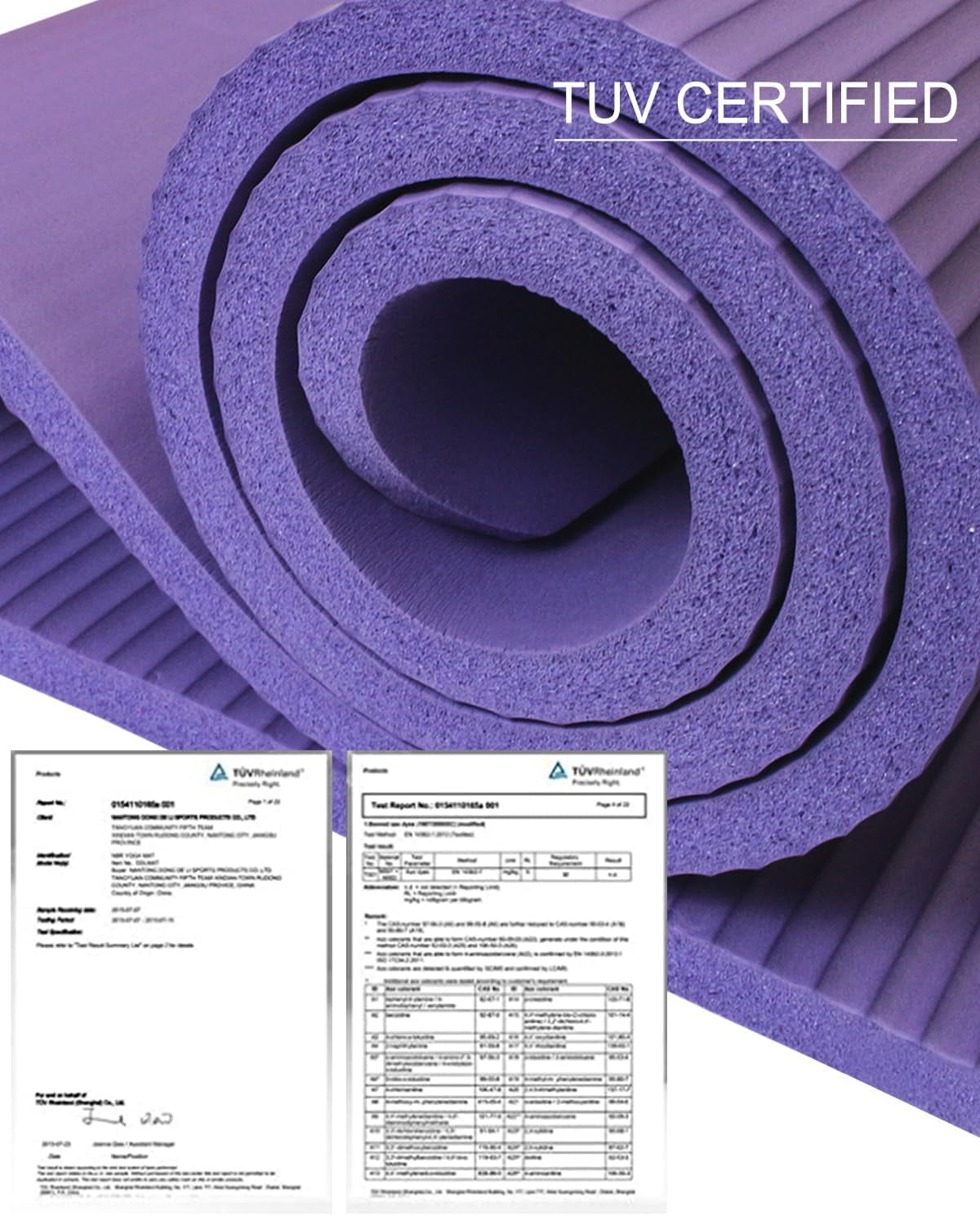 YR Thick Yoga Mat 1/2 Inch Stretching Pilates Hi-Density Foam Exercise Mats, Purple with Yoga Bag