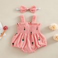 thumbnail image 3 of Baby Girls Rompers Clothes Summer Infant Sleeveless Cotton Linen Bodysuits Jumpsuits Headband Outfits, 3 of 9