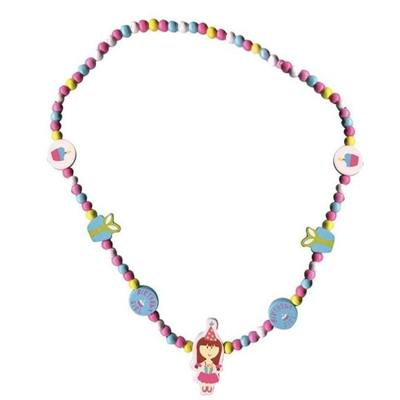 Sassafras 3850BY Wooden Bead Necklace, Birthday Girl