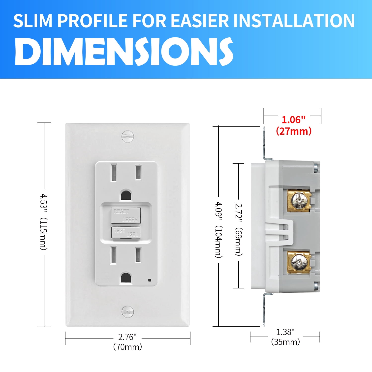 (10-Pack) GPG1115-TR, 15A 125V GFCI Duplex Receptacle Electrical Outlet