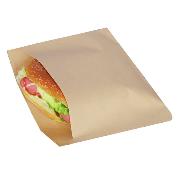100 Counts Kraft Paper Sandwich Bags , Brown Paper Treat Bags Flat Favor Bags Greaseproof Bags,,10*15,G41321