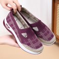 thumbnail image 2 of Gpaecead Women's Knit Flats Breathable Mesh Hollow Slip On Soft Sole Lightweight Comfortable Casual Walking Shoes For Daily Purple, 2 of 5