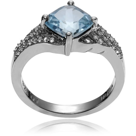 Brinley Co. Women's White and Blue Topaz Sterling Silver Fashion Ring