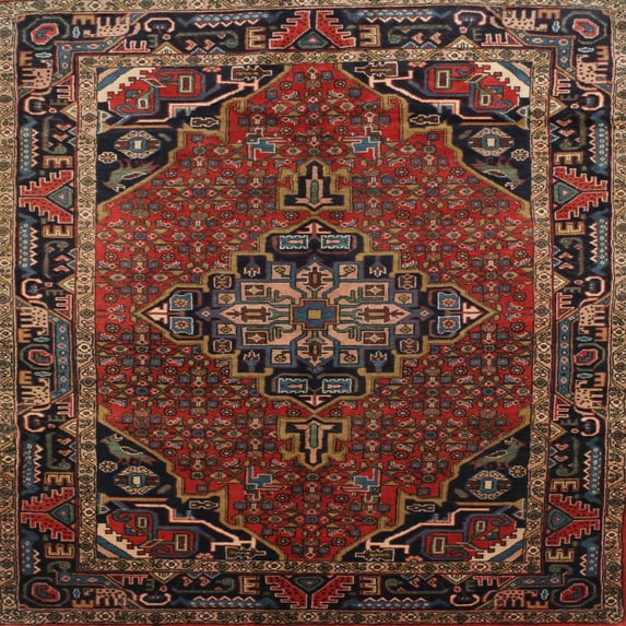 Ahgly Company Indoor Square Traditional Sienna Brown Medallion Area Rugs, 5' Square