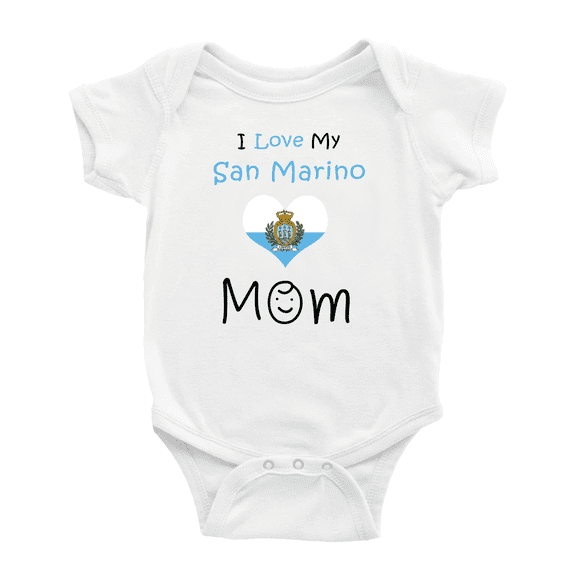 I Love My San Marino Mom Baby Bodysuits Newborn Clothes (White, 18-24 Months)