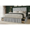 thumbnail image 2 of Home Design Jovita Twin Tufted Upholstered Storage Panel Bed Frame with Diamond Button Tufting and Four Drawers, Silver Gray, Easy Assembly, 2 of 6