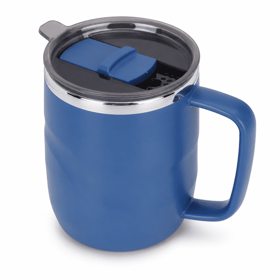 14 oz Coffee Mug,Vacuum Insulated Camping Mug with Lid,Double Wall Stainless Steel Travel Tumbler Cup,Coffee Thermos Outdoor,Powder Coated Navy Blue