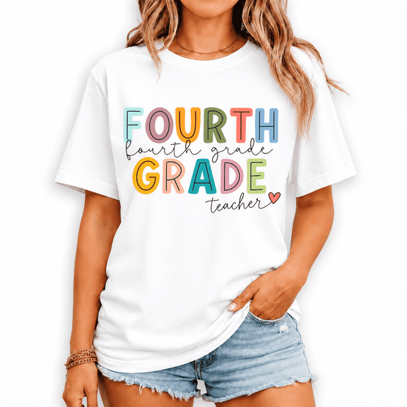 Godmerch Fourth Grade Teacher Shirt for Women Back to School Cute Classroom Graphic Tee Teacher Gift