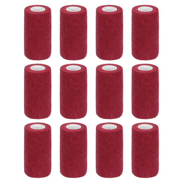 12 Paquete Venda Cohesiva Elástica 4 Pulgadas x 5 Yardas Cinta Atlética Autoadhesiva Transpirable Rojo Profundo