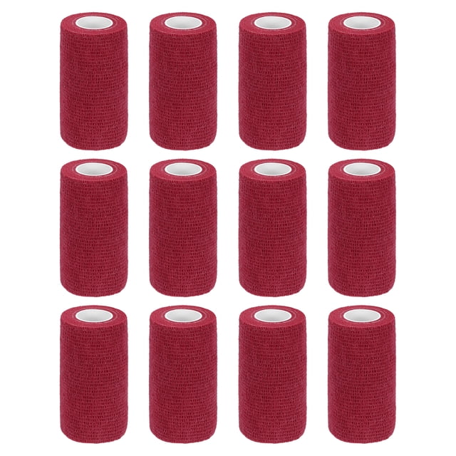 12 Paquete Venda Cohesiva Elástica 4 Pulgadas x 5 Yardas Cinta Atlética Autoadhesiva Transpirable Rojo Profundo