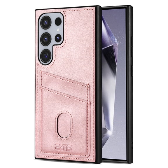 TECH CIRCLE Classic Business Phone Case for Samsung Galaxy A17 5G PU Leather Wallet Case Credit Card Slot Shockproof Lightweight Thin Slim TPU Cover,Pink
