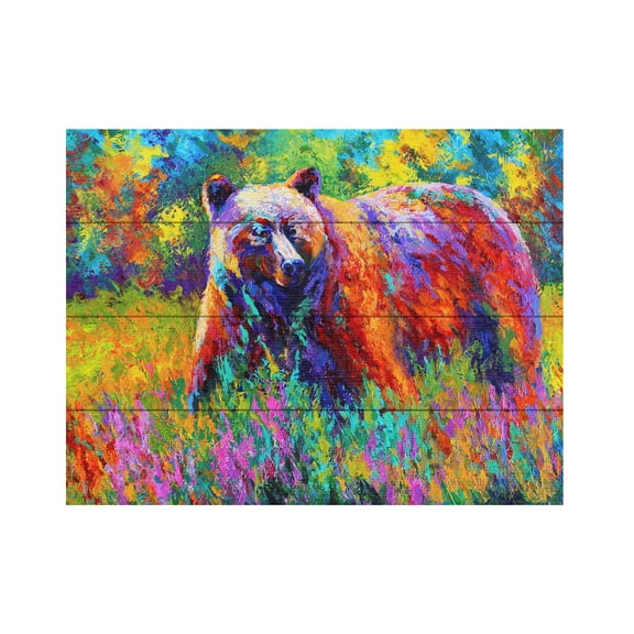 Marion Rose 'Grizz On Guard' Wood Slat Art