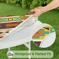 thumbnail image 5 of Ethnic Geometric Striped Pattern Round Fitted Tablecloth with Elastic Edge,Dining Table Cover Waterproof,Outdoor Round Tablecloth for Camping,Dining,Indoor and Outdoor, 5 of 7