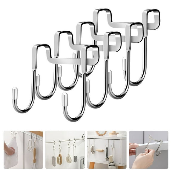 Supvox 4pcs Over The Door Clothes Hanger Stainless Steel Hooks for Household Users