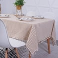 thumbnail image 1 of Mantel Tejido Rectangular Tira De Arroz + Flecos Algodón Lino Flecos A Rayas Mantel Lavable Resistente Al Aceite Y Las Manchas Mantel Fácil De Cuidar para Interiores, Exteriores, Jardín, Restaurante Y, 1 of 5