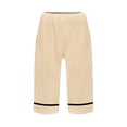 thumbnail image 5 of Dresfit Womens Linen Shorts Knee Length Bermuda Shorts Summer 2026 Solid Baggy Pedal Pushers Vacation Elastic Waist Wide Leg Cropped Pants with Pockets Beige L, 5 of 5