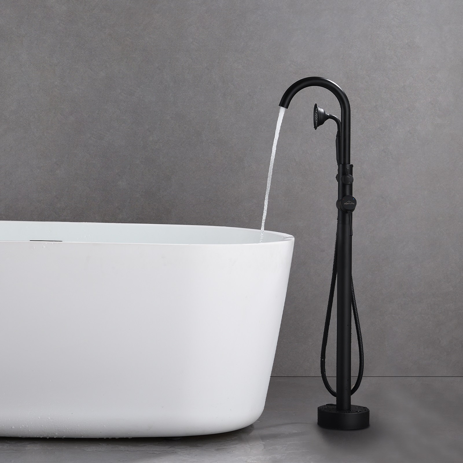 Freestanding Bathtub Tub Faucet with Handheld Shower 40.12" High Swan Neck Spout