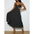 thumbnail image 3 of Michellecmm Women's Summer Midi Cami Dress Solid Color Spaghetti Strap V-Neck Cutout Beach Flowy Dress, 3 of 4