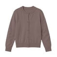 thumbnail image 2 of LEKWK Girls Cardigan Toddler School Uniform Long Sleeve Button Down Sweater Knit Lightweight Cute Sweater Spring Fall Outwear Brown Cardigan Size 10-11, 2 of 9