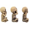 thumbnail image 3 of Fiudx Juego de Figuras de Esqueleto, Diseño "Speak No Evil", Detalles Pintados a Mano, Decoración Espeluznante para Escritorio de Oficina, Regalo de Halloween, Tamaño Pequeño (3,5 Cm), 3 Piezas Inclu, 3 of 6